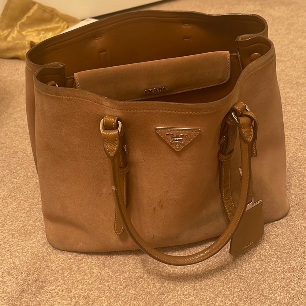 Prada bag. Tan suede and leather decent condition selling cheap